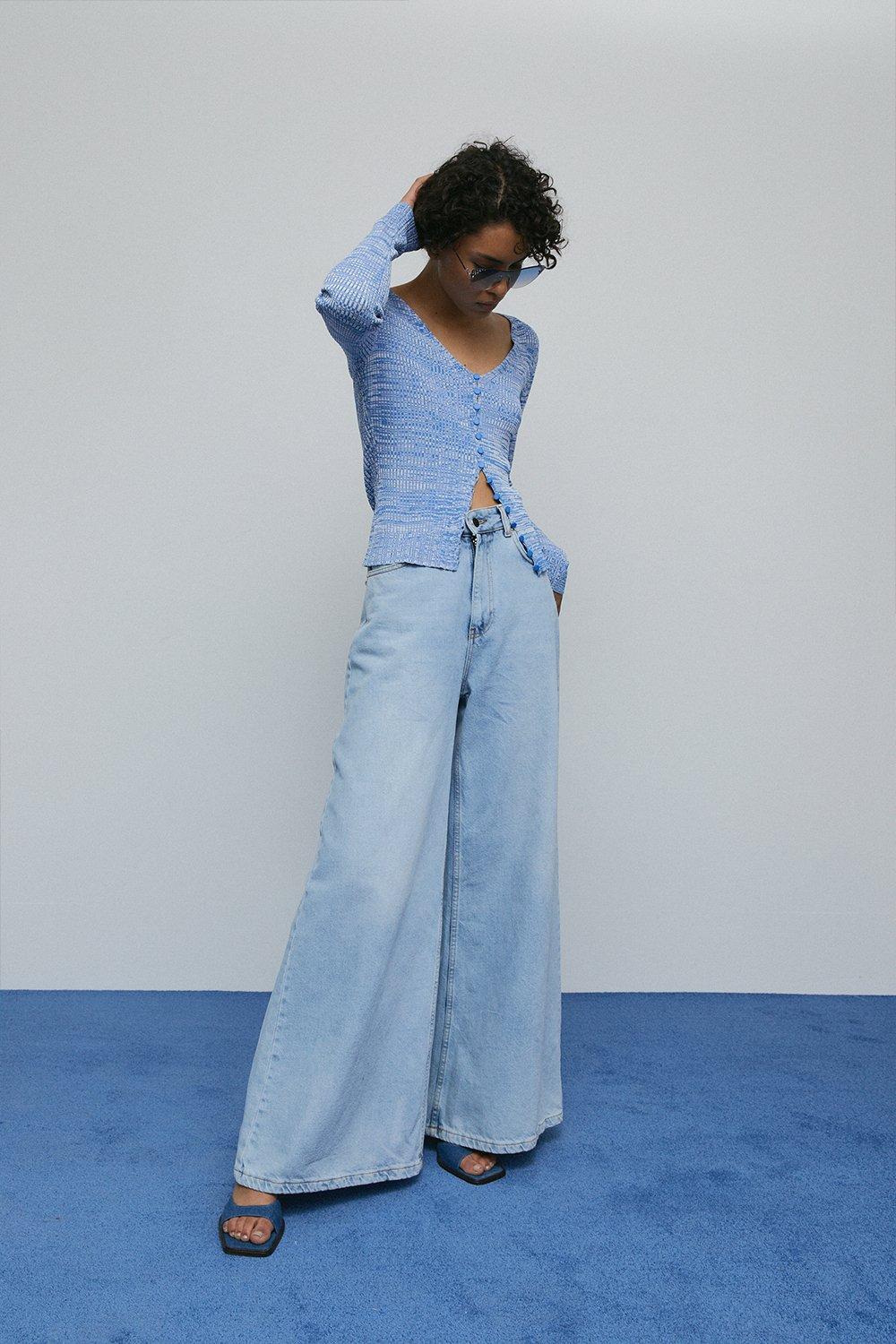 93s Denim Super Wide Leg Jeans | Warehouse